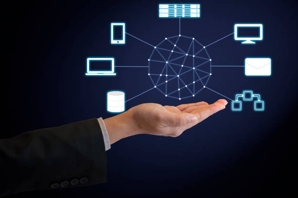 istock Double exposure of professional businessman connecting network on hand in Cloud technology, communication and business concept 648182574