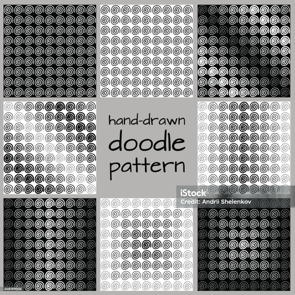 Dooddle Pattern Handdrawn Doodle Seamless Patterns Collection Stock Illustration ...