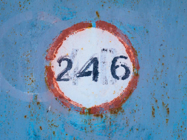 istock Painted texture with number on metal door 648195798
