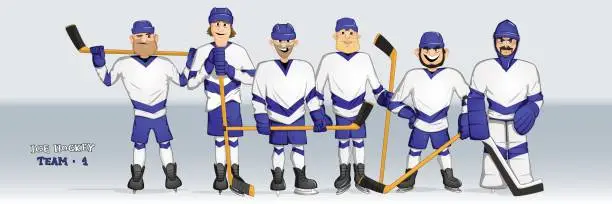Vector illustration of ice hockey players standing