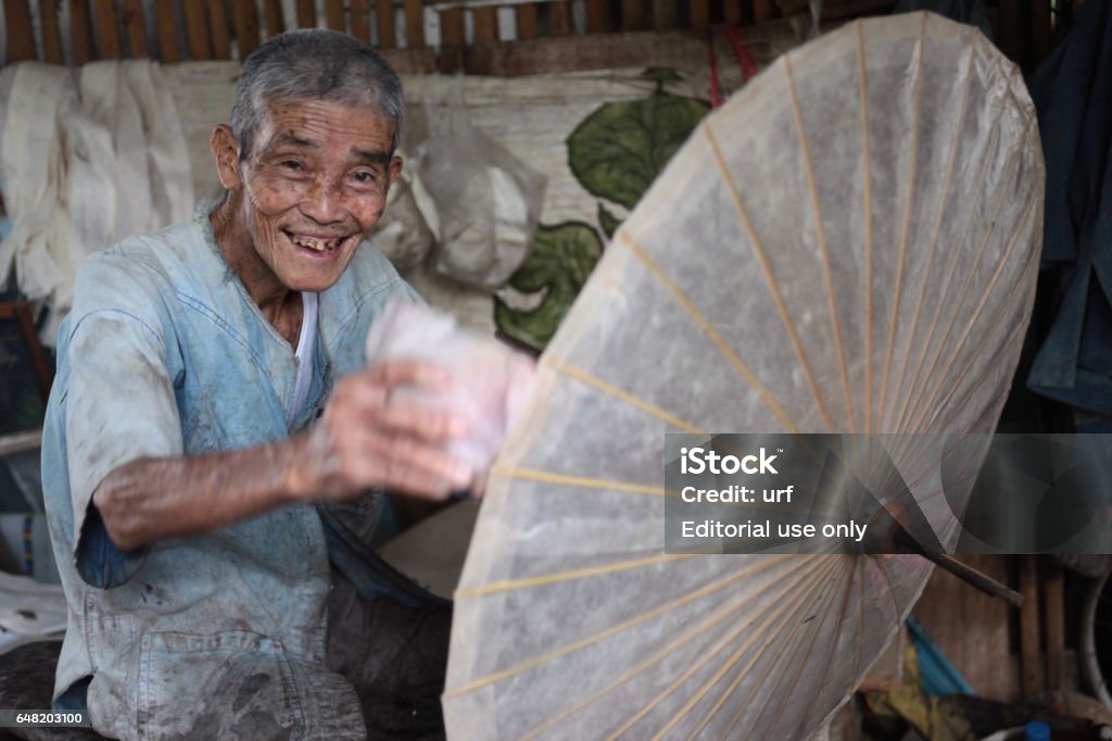 ASIA THAILAND CHIANG MAI UMBRELLA a Umbrella Factory near  the city of chiang mai in the north of Thailand in Southeastasia. "n"n"n Asia Stock Photo