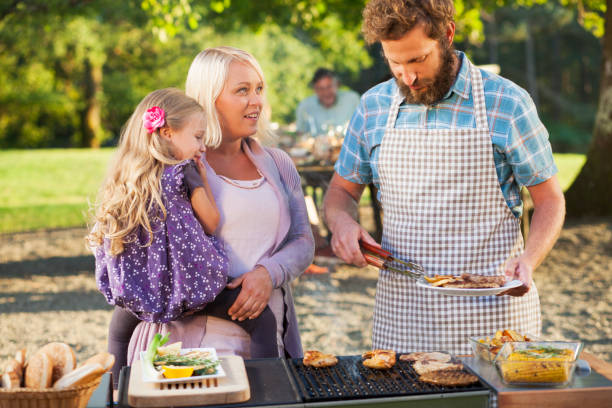 istock Family picnic with BBQ 648205578