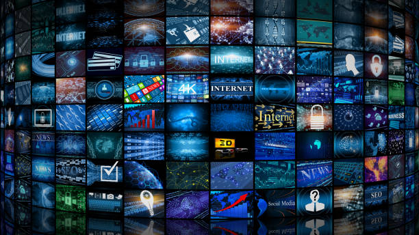 istock Media concept video wall with small screens 648205970