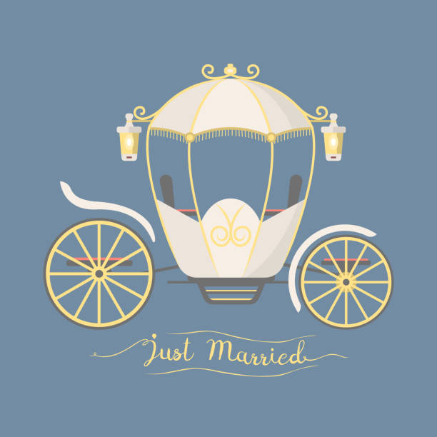 istock Fairy tale vintage carriage decoration royal element retro wedding coach with classic elegant accessory vector illustration 648211220