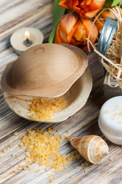 istock Orange bath salts and cosmetics 648212494