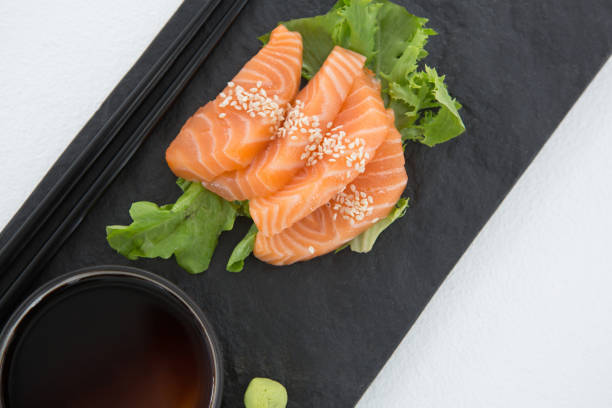 istock Sushi served on tray with chopsticks 648215050