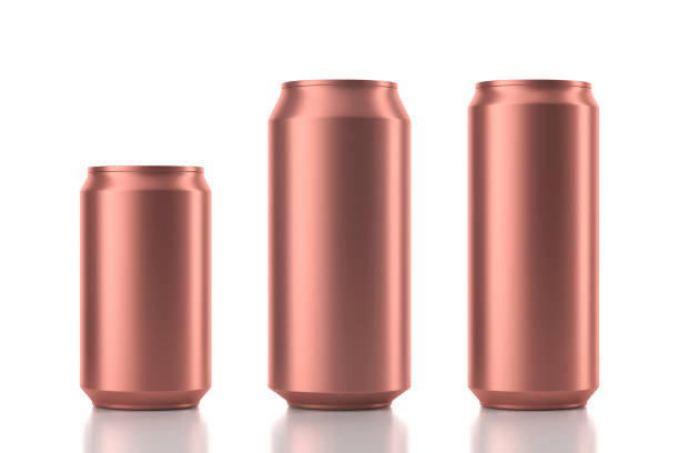 istock Three Aluminum Can Mockup in different sizes in copper color. 3d rendering 648217974