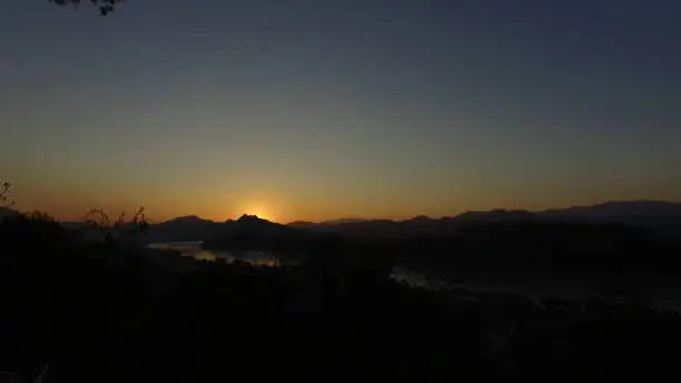 Sunset from the sunset view point in Luang Prabang, Laos