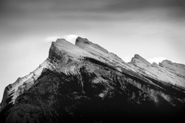 istock Black and White Mount Top with Snow Drift 648221066