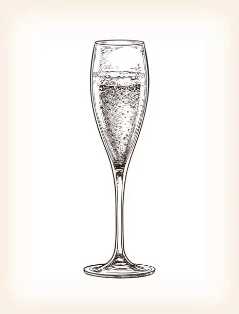 Vector illustration of Glass of champagne.