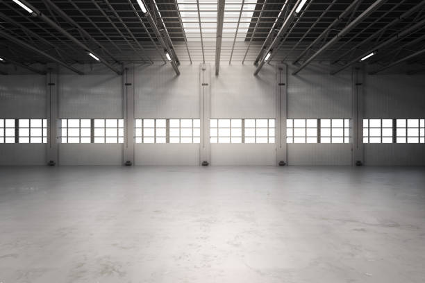 empty factory interior 3d rendering empty factory interior or empty warehouse airplane hangar stock pictures, royalty-free photos & images