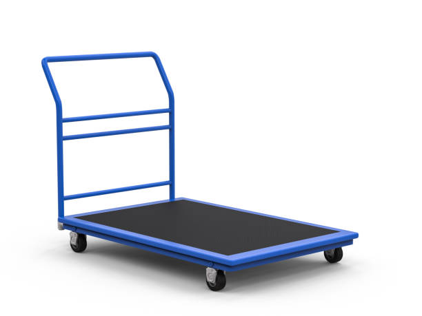 warehouse trolley or platform trolley 3d rendering warehouse trolley or platform trolley on white background pallet jack handle stock pictures, royalty-free photos & images