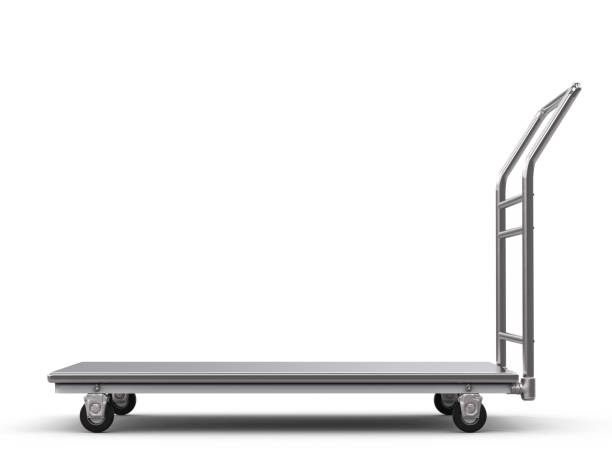 warehouse trolley or platform trolley 3d rendering warehouse trolley or platform trolley on white background pallet jack handle stock pictures, royalty-free photos & images