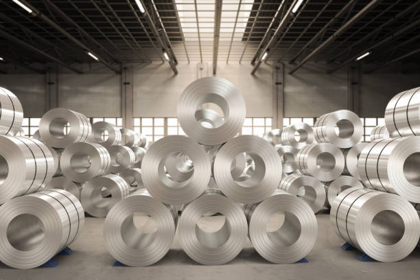 istock roll of steel sheet in factory 648248024