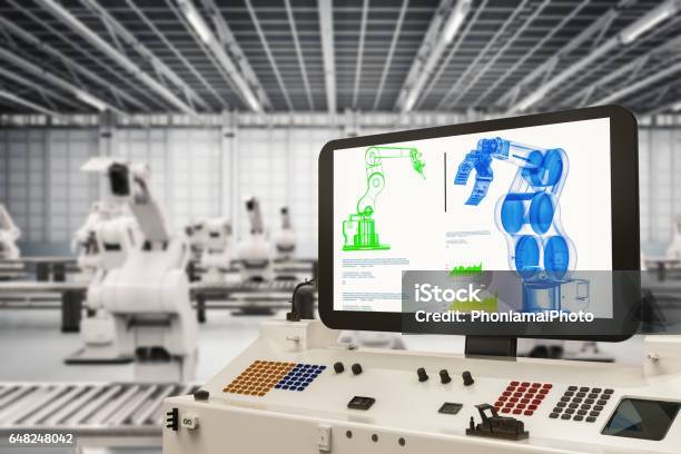 Automatisierungskonzept Industrie Stockfoto und mehr Bilder von Fabrik - Fabrik, Intelligenz, Kontrollraum