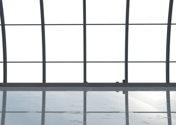 3d rendering airport terminal interior with window glasses