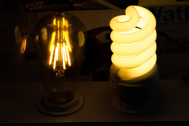 istock Decorative antique edison style filament light bulbs 648264700