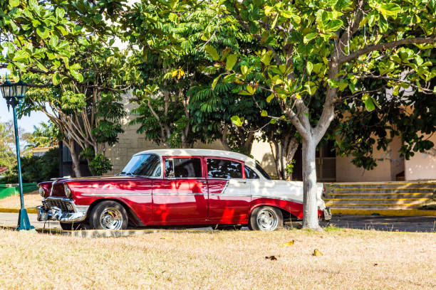 istock Old red car in Varadero, Cuba 648265016