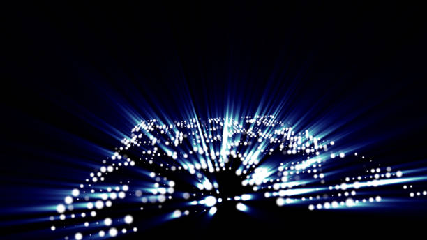 istock Abstract blue dots and shinning lights in 3D chip micro processor with black color backgrounds 648274738