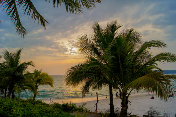 istock Beautiful sunset in tropical beach in langkawi 648280908