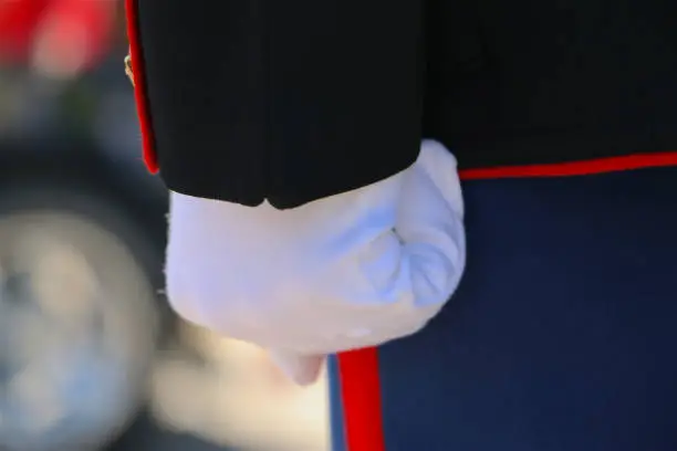 Fist of a Marine in dress uniform