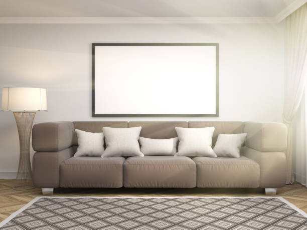 istock mock up poster frame in interior background. 3D Illustration 648294576