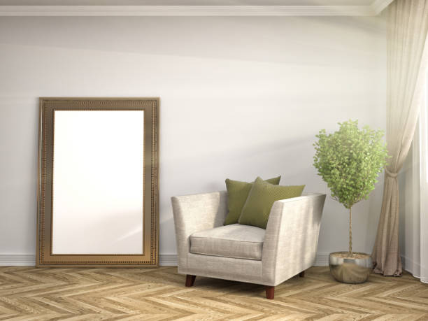 istock mock up poster frame in interior background. 3D Illustration 648300318
