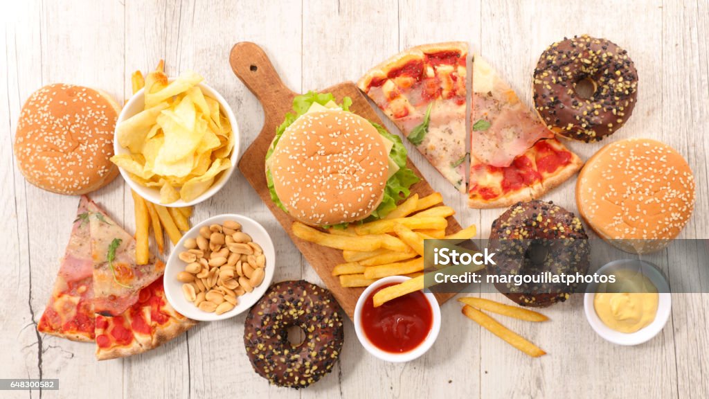 collection of junk food Unhealthy Eating Stock Photo