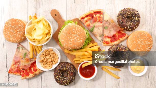 Collection Of Junk Food Stock Photo - Download Image Now - Unhealthy Eating, Fast Food, Variation