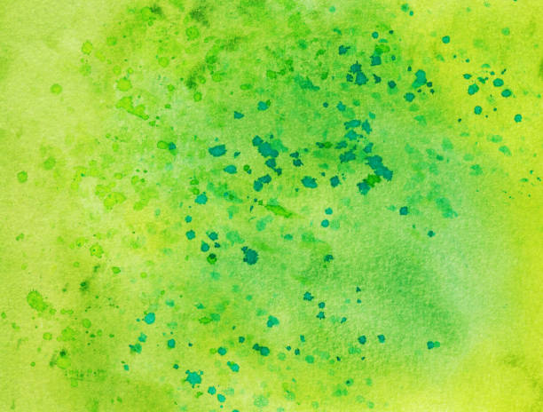 istock Bright green hand painted watercolor background 648304020