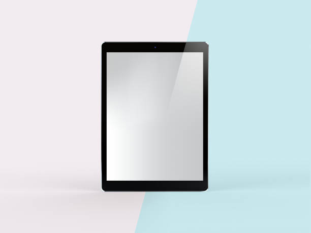 istock 3D Illustration of Black Tablet on Simple Pastel Pink Mint Background, Front View. Isolated Mockup. 648304046
