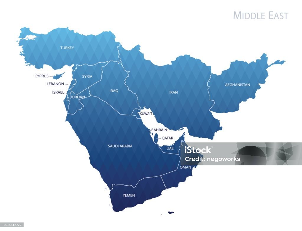 Map of Middle East Abstract Map of Middle East. Vector Abstract stock vector