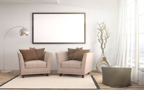 istock mock up poster frame in interior background. 3D Illustration 648311438