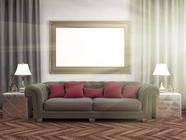 istock mock up poster frame in interior background. 3D Illustration 648311502