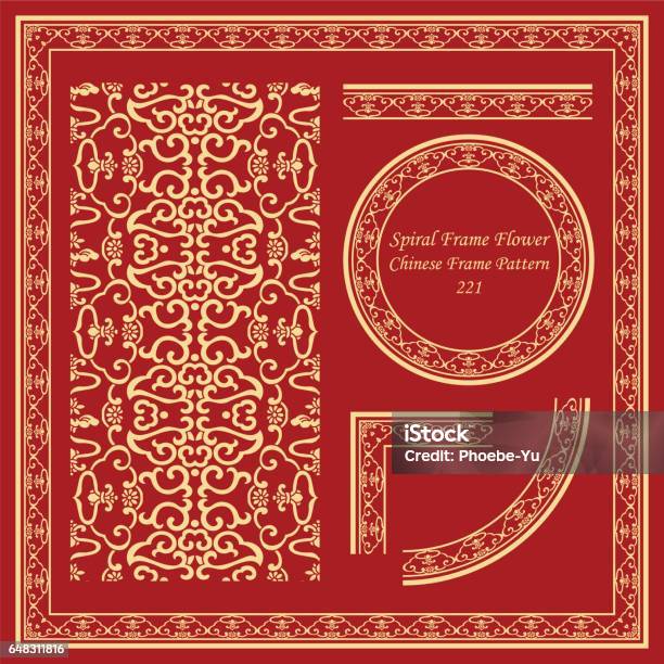 Chinese Frame Pattern Vintage Chinese Frame Pattern Set Cross Spiral Frame Flower Stock ...