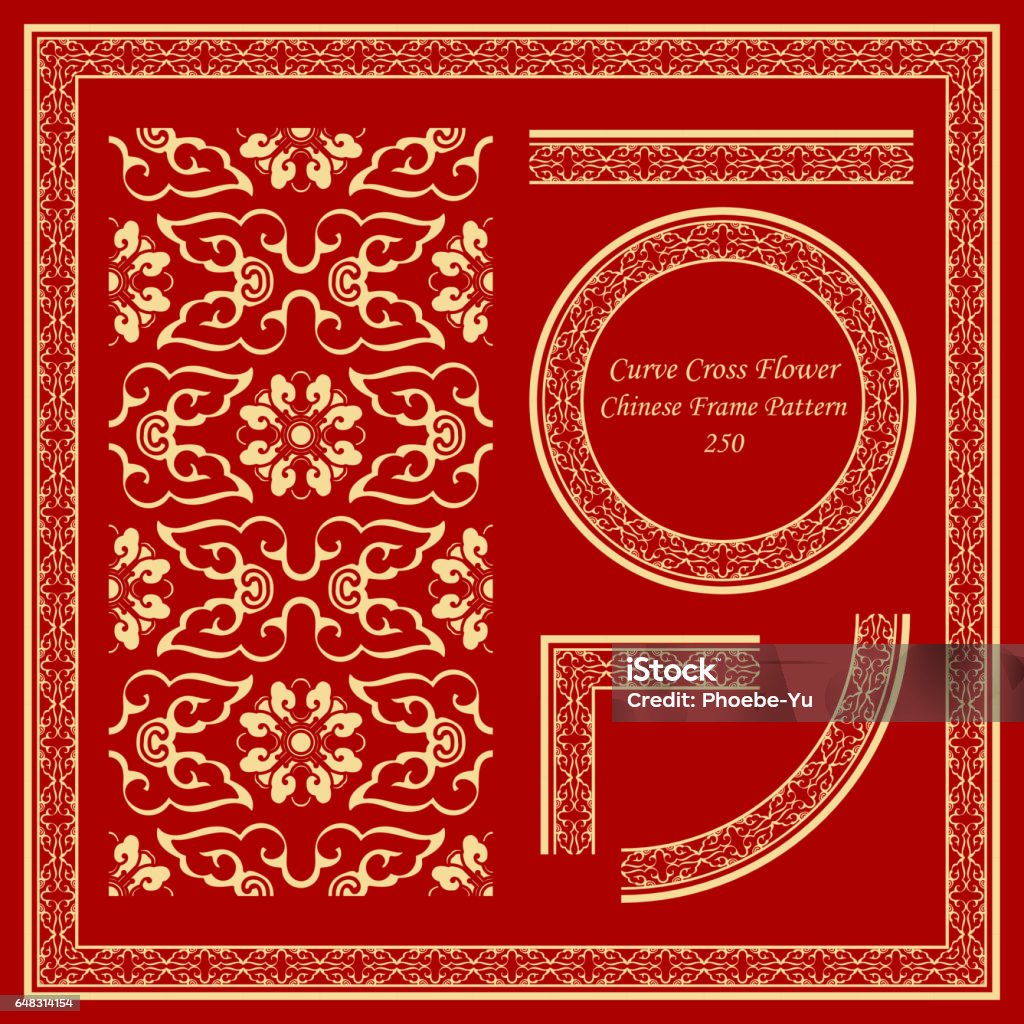 Chinese Spring Frame Pattern Vintage Chinese Frame Pattern Set Curve Cross Frame Flower Stock ...