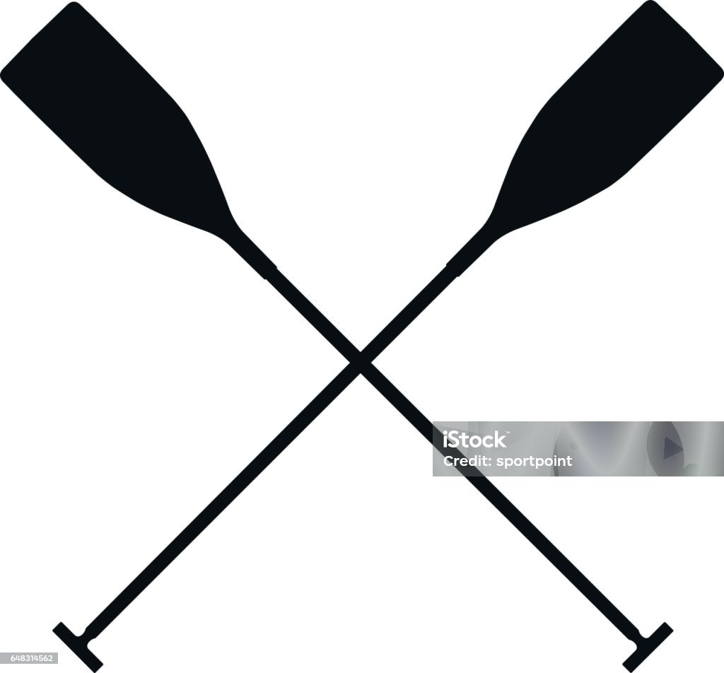 real sports paddles real sports paddles for canoeing. black silhouette criss cross Oar stock vector