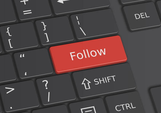 istock A 3D illustration of the word Follow written on the keyboard 648315302
