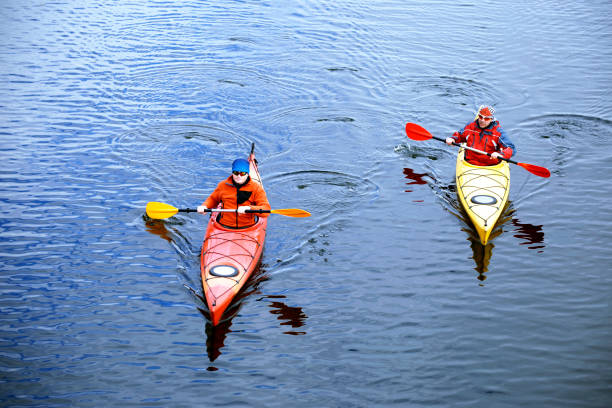 istock Traveling by kayak on the river on a sunny day. 648316332