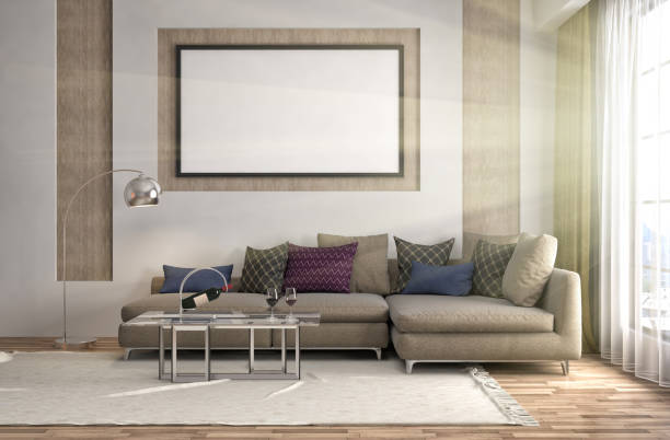 istock mock up poster frame in interior background. 3D Illustration 648318844