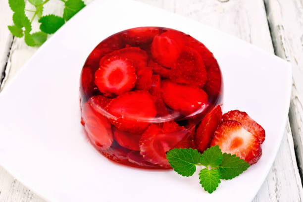 istock Jelly strawberry with mint on board 648319154