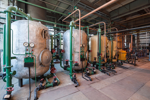 Old water softening filters in a power plant