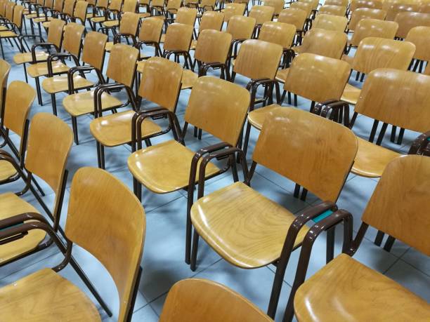 istock wooden chairs in the conference room 648323776
