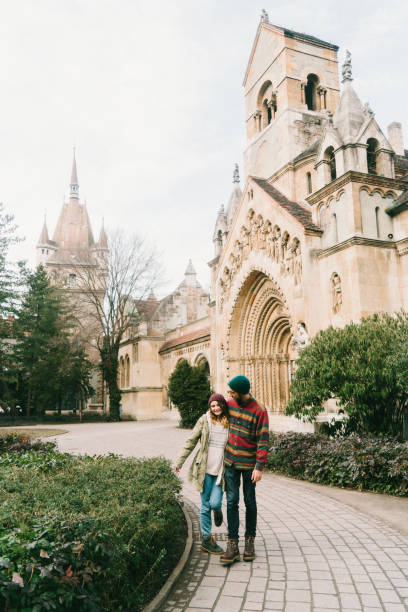 istock Couple walking in Budapest old town 648329370