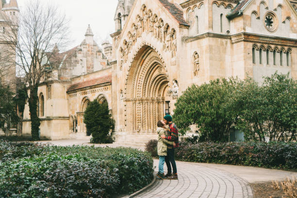 istock Couple walking in Budapest old town 648329388