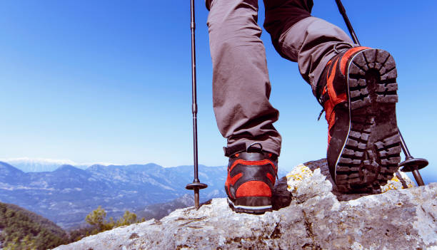 istock A man on foot hike in the mountains. 648332550