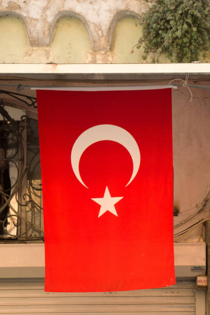 istock Turkish national flag hang on a rope in a building 648332552