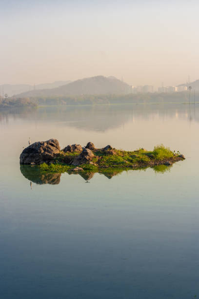 istock Reflection of a stone at Powai Lake 648333048