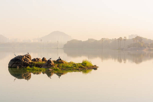 istock Reflection of a stone at Powai Lake 648333050