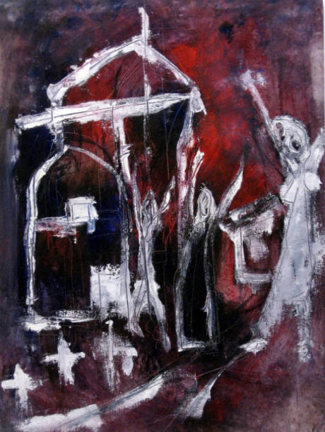 istock Cemetery Dance - An oil painting 648336176